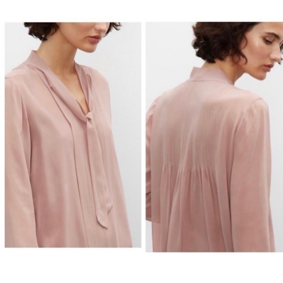 Club Monaco Silk Tunic Pintuck Seersucker Relaxed Fit Shirt Shift Mini Dress NEW - Picture 3 of 12